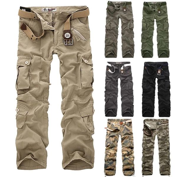 

men's pants cargo men 2021 camouflage trousers casual army work combat mens military plus size, Black