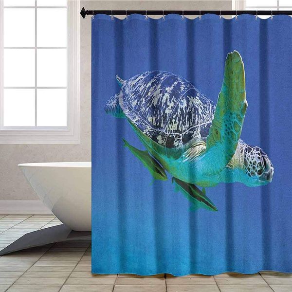 

shower curtains for bathroom, aquatic theme p tropical exotic sea animal swim aquarium wildlife, 70 inches long polyester