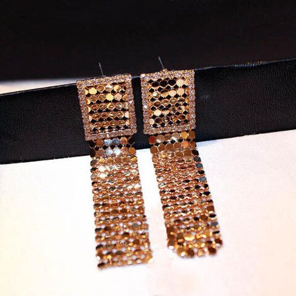 

dangle & chandelier blue bird tears korean fashion accessories exquisite exaggerated personality sequined long section rhinestone tassel ear, Silver