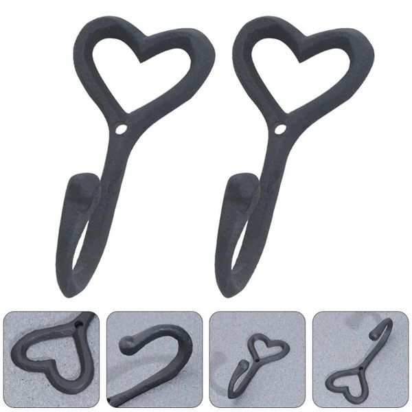 

hooks & rails 1 set 4pcs retro wall mount strong heart shape storage (black)