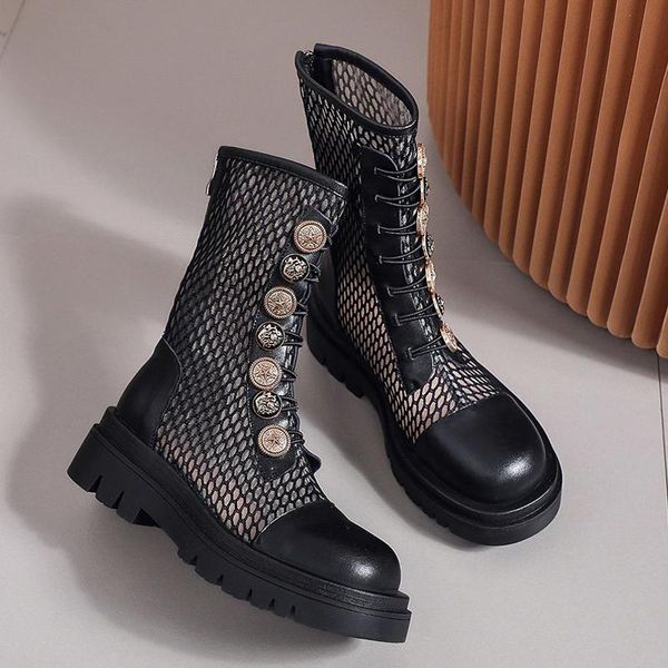 

fashion summer women boots hollow out breathable mesh sandals zippers women's shoes soft bottom size 35-40, Black