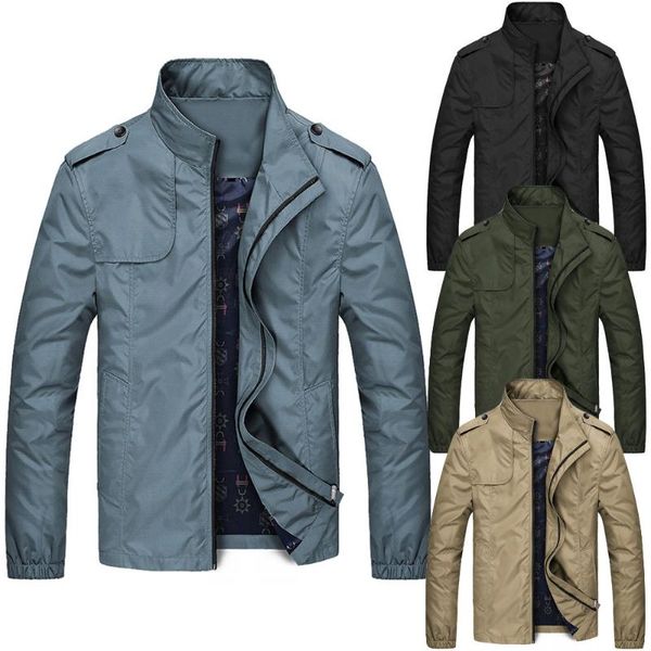 

men's hoodies & sweatshirts jacket 2021 spring autumn casual solid color fashion zipper stand collar pocket long sleeve slim coat male, Black