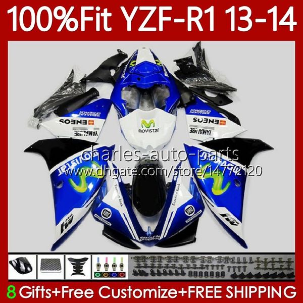 Kit carene OEM per YAMAHA YZF-R1 YZF R 1 YZF1000 2013-2014 Carrozzeria MOTO 97No.118 1000CC YZF R1 1000 CC YZFR1 13 14 Movistar Blue YZF-1000 2013 2014 Corpo stampo ad iniezione