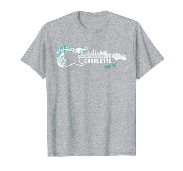 

charlotte rocks guitar player shirt musician guitarist gift t-shirt, White;black