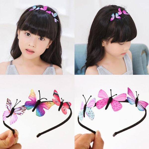 

hair accessories cute girls band kids butterfly headband children party bb colorful handmade fairy princess hairbands, Slivery;white