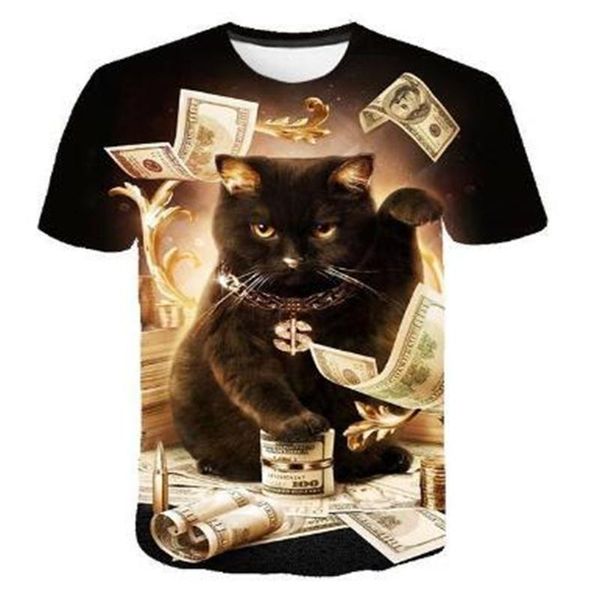 

men's t-shirts 2021 universe t-shirt neutral 3d printing lucky cat funny short sleeve casual o-neck summer fashion top, White;black