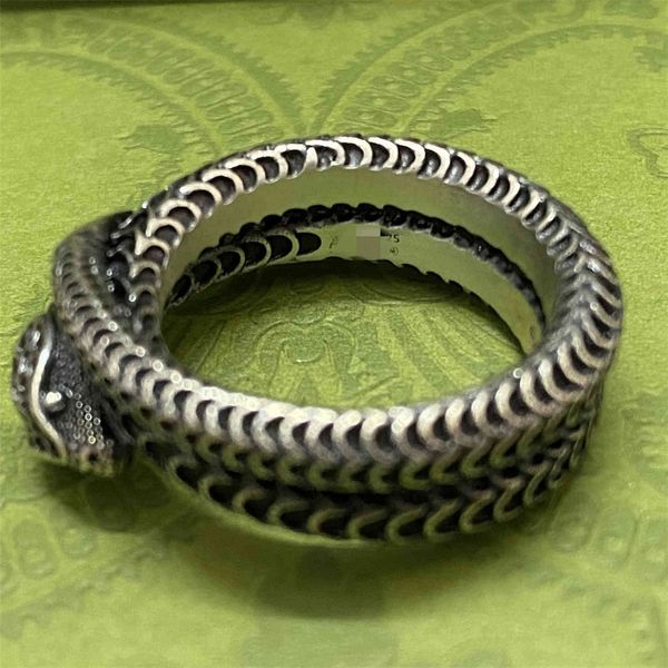 

iter 925 silver snake it ring imitates old snake head ring, Golden;silver