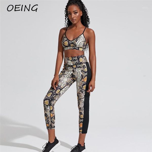 

yoga outfit women's 2 piece set exercise workout leggings sets leopard print sport bras tights fitness suit