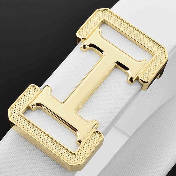 

brand belt men's korean fashion versatile youth white smooth buckle belt leather leisure young people, Black;brown