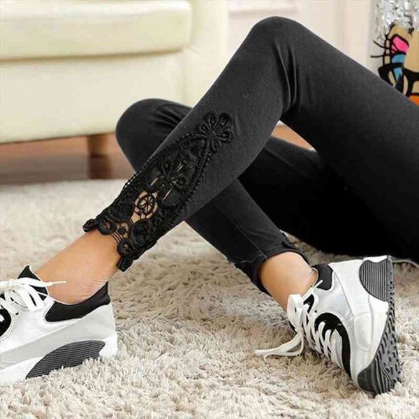 

fashion lace crochet womens legging skinny stretch jeggings pants, Black