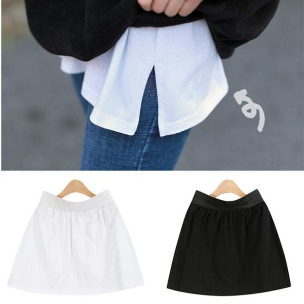 

style women fake shirts hem underskirts elastic high waist multipurpose waistband girls skirt extender clothes women's sleepwear, Black;red