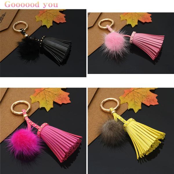 

keychains 1 pcs pompom tassels keychain female fashion car key chains accessories girl trendy backpack pendants kawaii for gifts, Silver