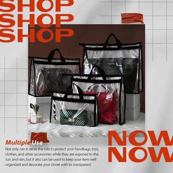 

ly clear dust-proof bag protable women purse handbag dust cover storage with zipper water proof protector te88 bags