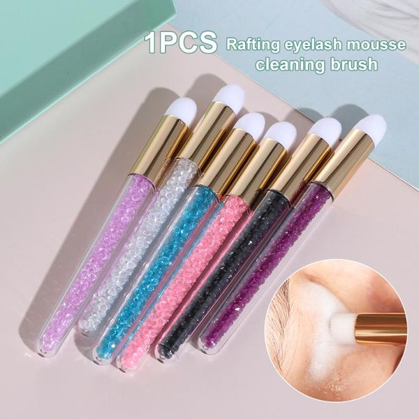 

false eyelashes 1pc extension cleaning brushes crystal beads handle soft fiber hair blackhead nose eyebrow remover makeup tool