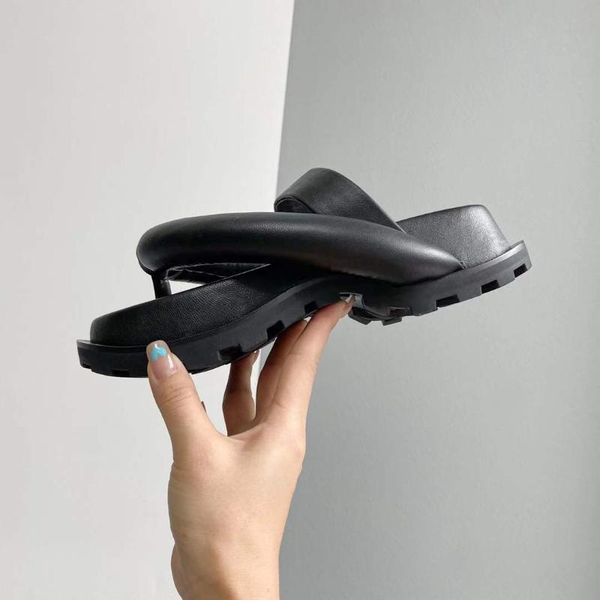 

leather casual women's flip flop5cm slippers, Black