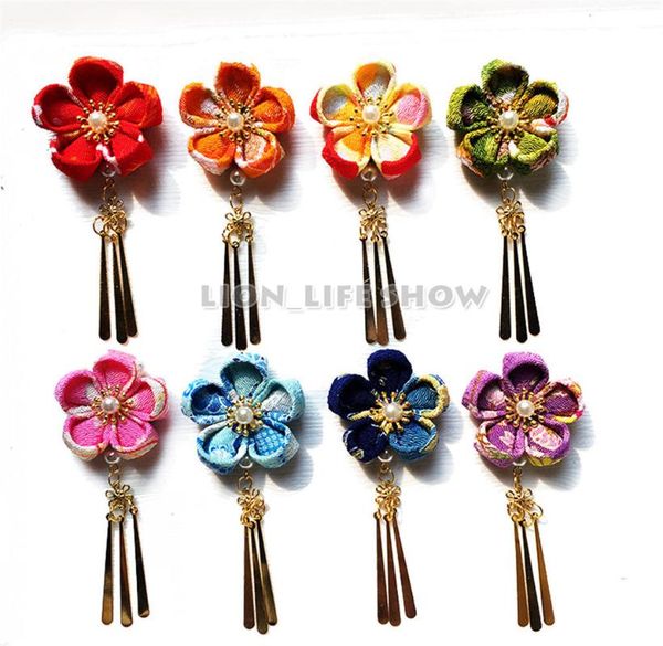 

party masks japanese traditional kimono yukata flower headwear hair clip hairpin tassels