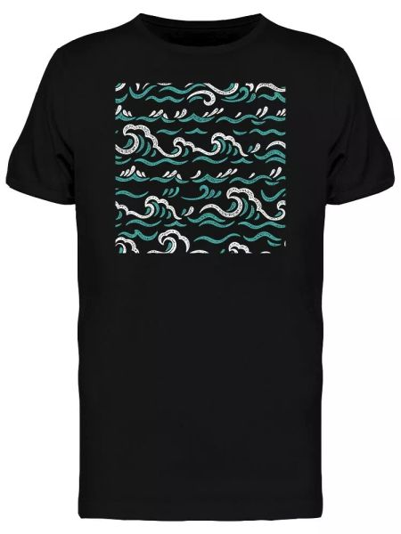 

sea waves doodles men's tee -image by shutterstock, White;black