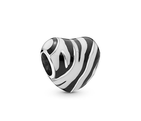 20pcs Zebra-Stripe Silver Enamel sterling silver charm bracelet Beads for Pandora Bracelets - DIY European Necklace Jewelry for Women