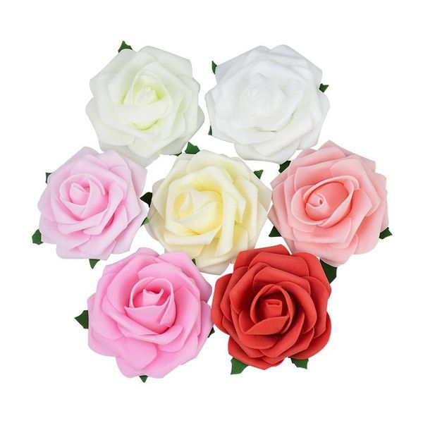 

decorative flowers & wreaths 10/20pcs 7cm artificial pe foam rose head for wedding party decoration diy home gift craft supplies