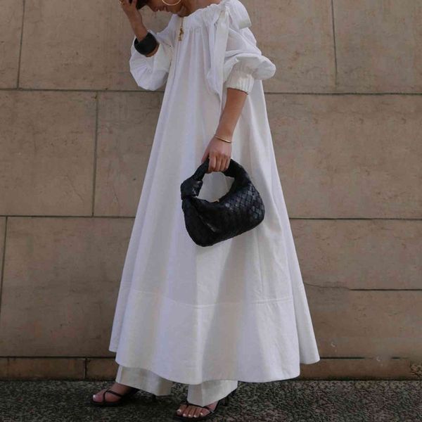 

casual dresses off shoulder dress long-sleeved maxi length ladies fashion a-line dressing pullover plain style white color vestidos 0saj, Black;gray