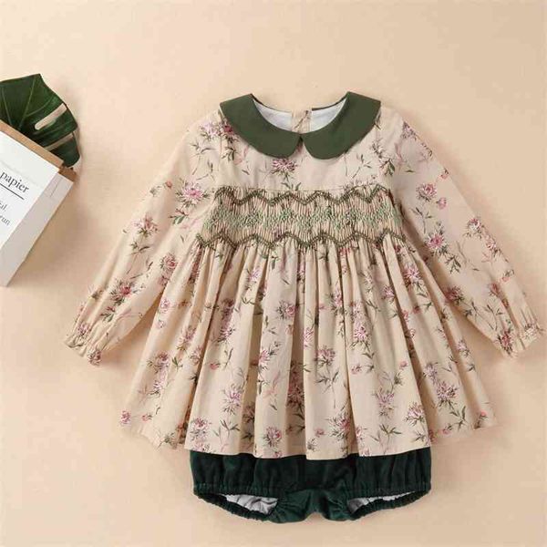 

girls' dress high-end children's clothing autumn new hand woven cotton long sleeve printed princess dress, Red;yellow