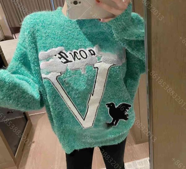 

21ss designer clothes women cchen cashmere knit sweater super warm brand round neck pullover letter logo crochet mujer coat jacket winter wo, White;black