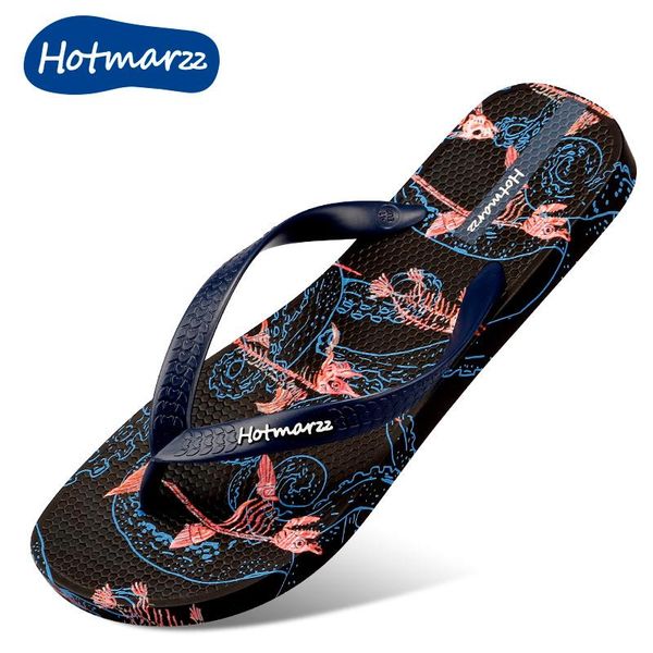 

slippers marzz non-slip men's flip flops ocs printing shoes, Black