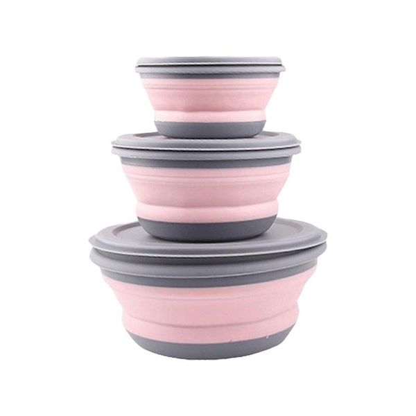 

bowls 3pcs folding camping bowl set portable silicone kitchen container for travel outdoor collapsible lunch