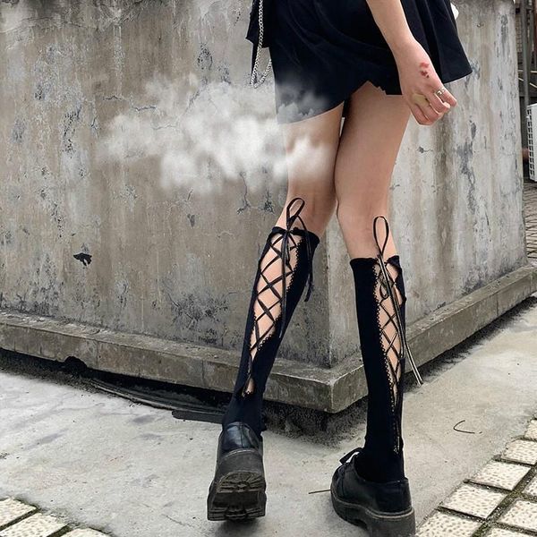 

kawaii lolita stockings women's fashion lingerie nightclub black bandage friends gift 2021 socks & hosiery, Black;white