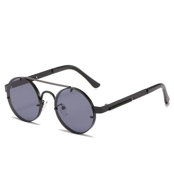 

sunglasses 2021 fashion retro round frame men brand design sun glasses personality steampunk metal style women eyewear uv400, White;black