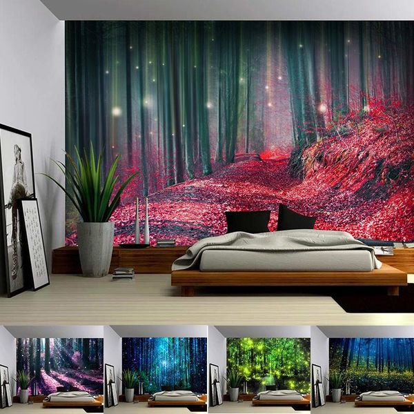 

tapestries sunshine forest tree art tapestry wall hanging sunset road nature landscape home decoration room decor