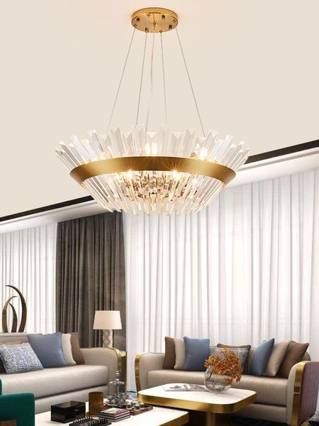 

luxury round crystal lamp living room chandelier restaurant designer creative villa nordic personality loft lamps chandeliers