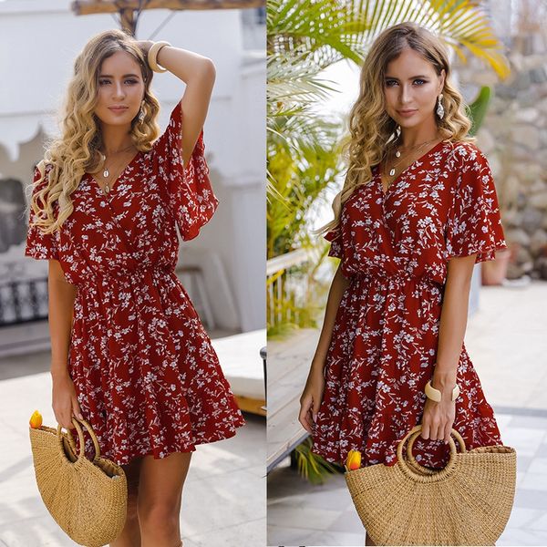 

women's real pgraphy 2020 autumn new dress print waist dress, White