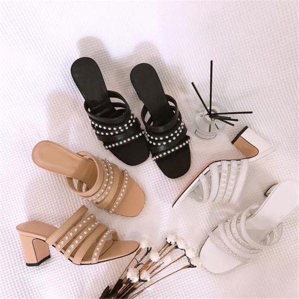 

fashion luxury designed women's shoes summer mature casual sandals high heels sweet peal solid genuine leather pump, Black