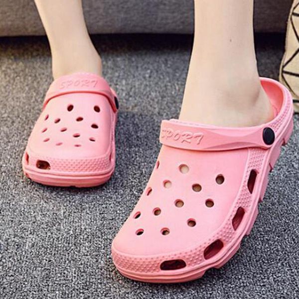 

sandals women hole shoes men beach light home slippers outdoor summer sneaker leisure big size, Black