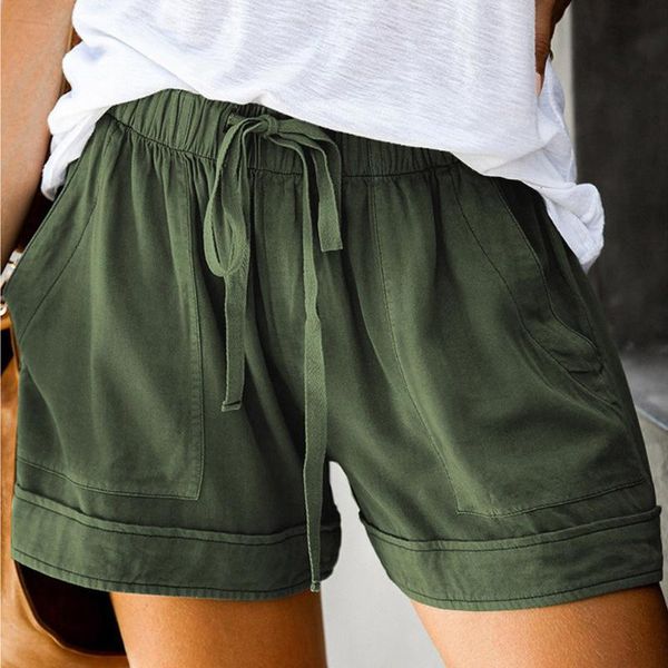 

women's shorts solid color women elastic high waist woman summer casual short loose plus size femme, White;black