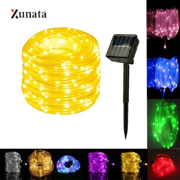 

strings xunata 7/12m 50/100leds solar light string fairy waterproof led copper wire lamp strip for outdoor party garden decoration