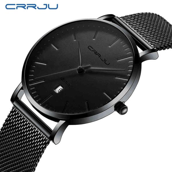 

mens sports watches crrju brand luxury ultra thin casual waterproof watch quartz full steel mens watch relogio masculino1, Slivery;brown