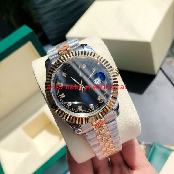 

classic black dial mens watch 41mm 126334 stainless steel jubilee automatic mechanical waterproof sapphire bracelet watches montre de luxe a, Slivery;brown