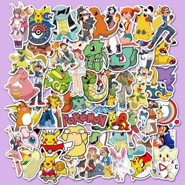 

pokÃ©mon cartoon 50 sheets anime printing sticker waterproof can be pasted repeatedly