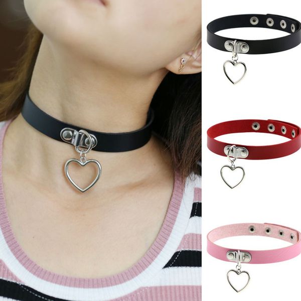 

heart choker with goth collar for girls punk love cute cosplay necklace chocker harajuku jewelry for women accessories, Golden;silver