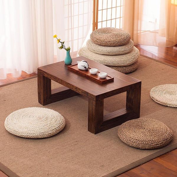 Almofada/travesseiro decorativo moda pastoral murais de pele de milho fresco tatami arroz almofadas de almofadas espessadas para janelas de meditação acessórios