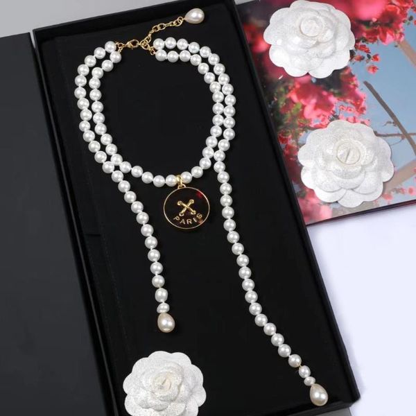

chains 2021 style runway brand pearl sweater chain long necklace for women designer luxury jewelry trends, Silver