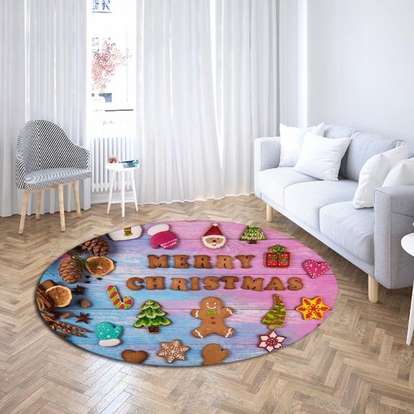 

carpets gingerbread man round carpet 3d print colorful merry christmas cloakroom rugs home decor door mat computer chair
