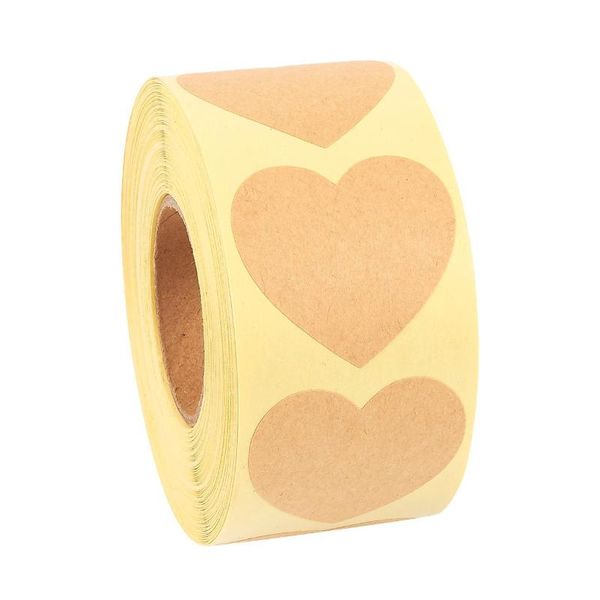 

window stickers 500pcs/roll brown heart shape labels paper packaging gift sticker candy dragee bag box packing wedding party activity