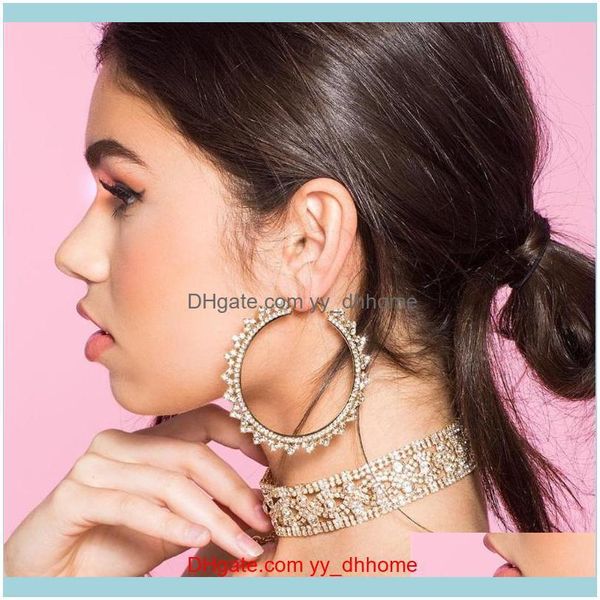 

jewelrydesign sparkling rhinestone big ear hoop womens earrings jewelry ladies fashion aessories & hie drop delivery 2021 r4s18, Golden;silver