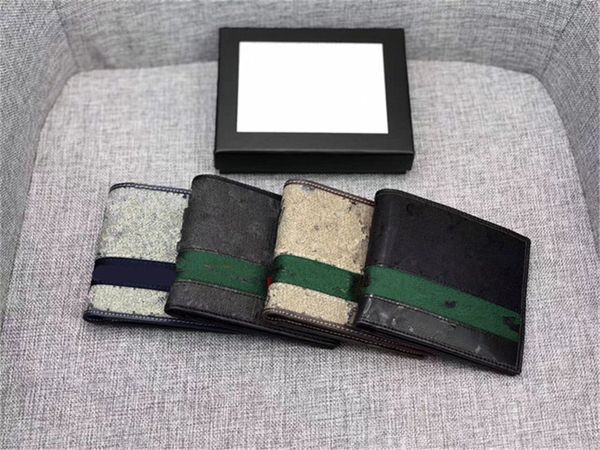 

male genuine leather wallets money clips men women credit business card holders vintage red green purses 4 style with box, Black