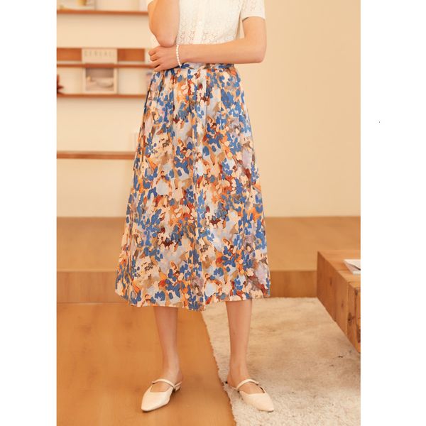 

casual dresses spring summer high waist woman skirts vintage painting print long women elegant a line skirt isinbobo a9gk, Black;gray
