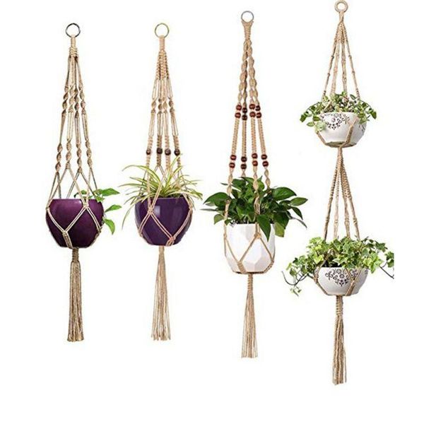 

other garden supplies 1pc plant hanger flower pot basket handmade rope pots holder net home decorations
