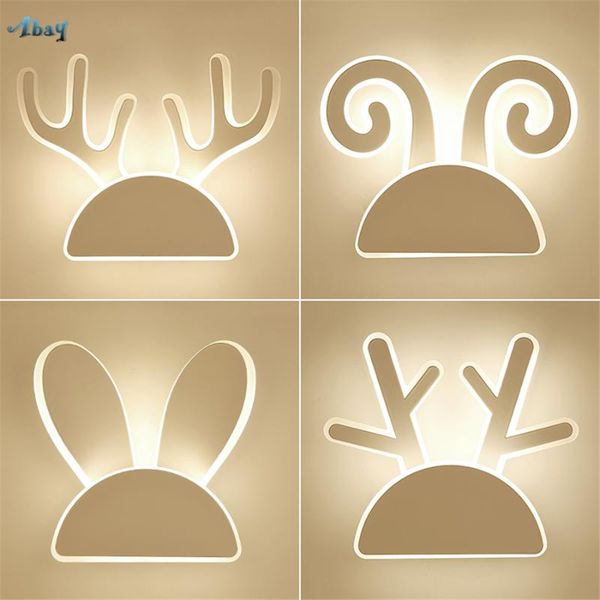

wall lamps nordic creative antlers animals acrylic for living room decoration modern led sconces lights kids bedroom lamp